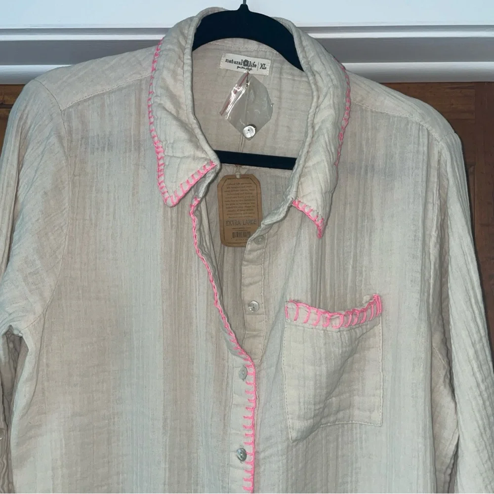 NATURAL LIFE Cream Dress with Pink Trim - Picture 2 of 9